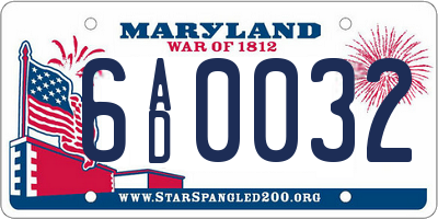 MD license plate 6AD0032
