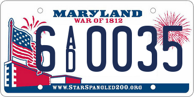 MD license plate 6AD0035