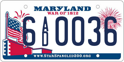 MD license plate 6AD0036