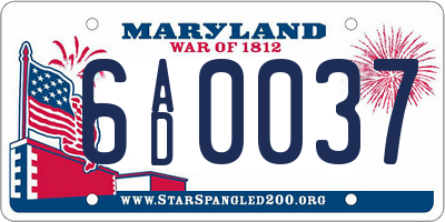MD license plate 6AD0037