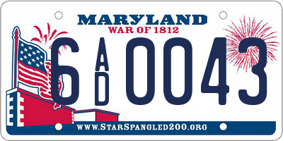 MD license plate 6AD0043