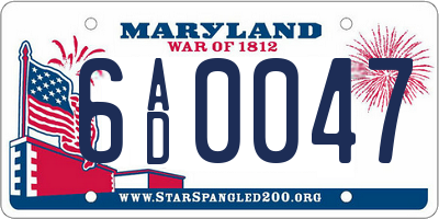 MD license plate 6AD0047