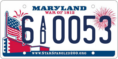 MD license plate 6AD0053