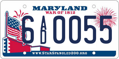MD license plate 6AD0055