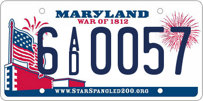MD license plate 6AD0057