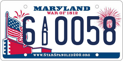 MD license plate 6AD0058