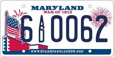MD license plate 6AD0062