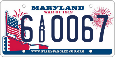 MD license plate 6AD0067