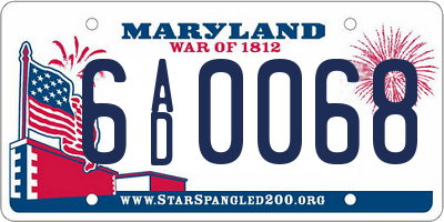 MD license plate 6AD0068