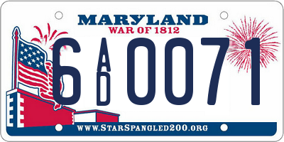 MD license plate 6AD0071