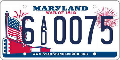 MD license plate 6AD0075