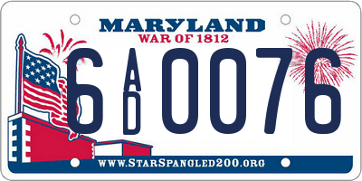 MD license plate 6AD0076