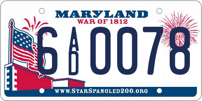 MD license plate 6AD0078