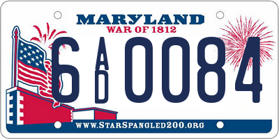 MD license plate 6AD0084