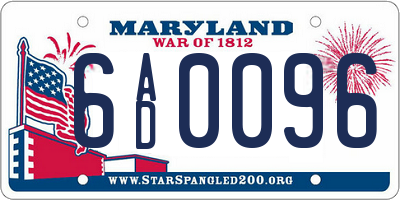MD license plate 6AD0096
