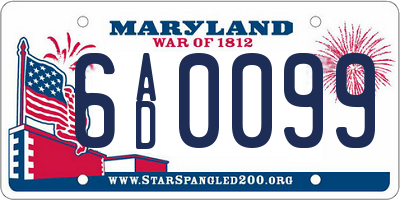 MD license plate 6AD0099