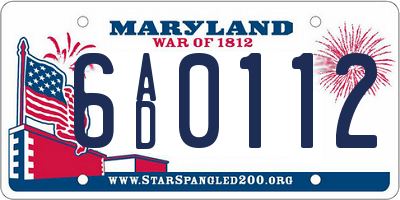 MD license plate 6AD0112
