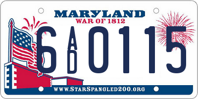 MD license plate 6AD0115