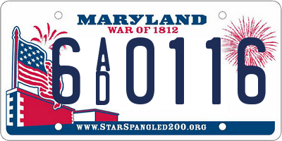 MD license plate 6AD0116