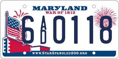 MD license plate 6AD0118