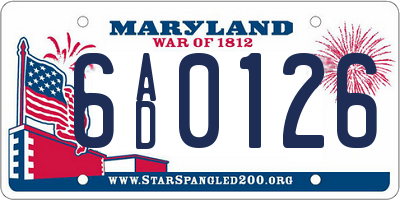 MD license plate 6AD0126