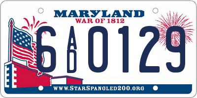 MD license plate 6AD0129