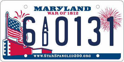 MD license plate 6AD0131