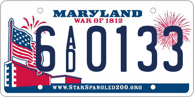 MD license plate 6AD0133