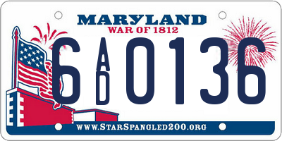 MD license plate 6AD0136