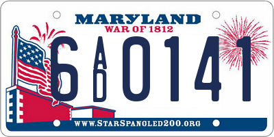 MD license plate 6AD0141