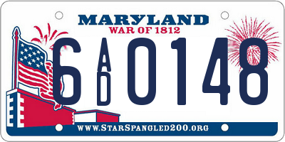 MD license plate 6AD0148