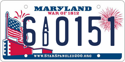 MD license plate 6AD0151