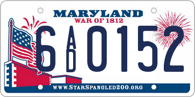 MD license plate 6AD0152