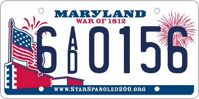 MD license plate 6AD0156