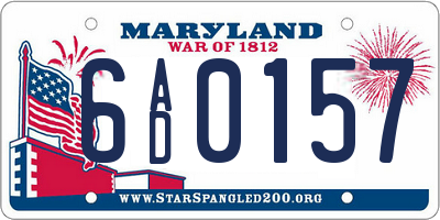MD license plate 6AD0157