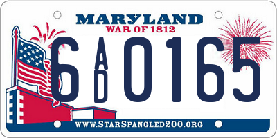 MD license plate 6AD0165