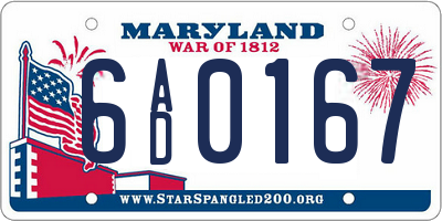 MD license plate 6AD0167
