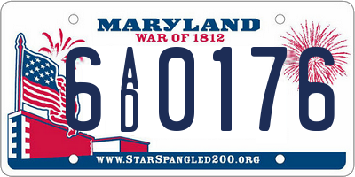 MD license plate 6AD0176