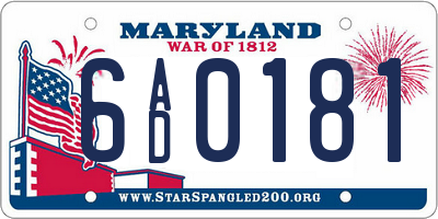 MD license plate 6AD0181