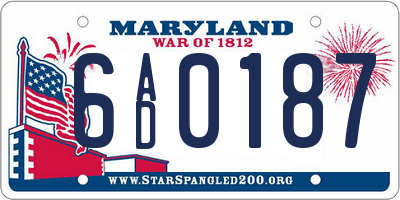 MD license plate 6AD0187
