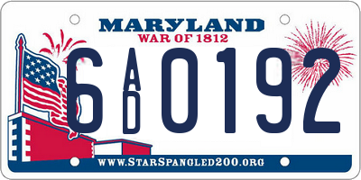 MD license plate 6AD0192