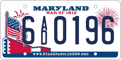 MD license plate 6AD0196