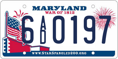 MD license plate 6AD0197