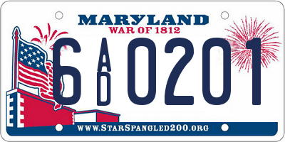 MD license plate 6AD0201