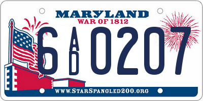 MD license plate 6AD0207