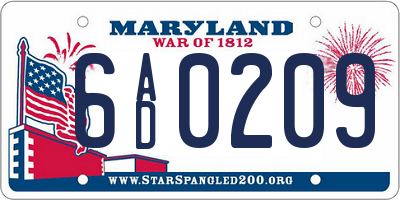 MD license plate 6AD0209