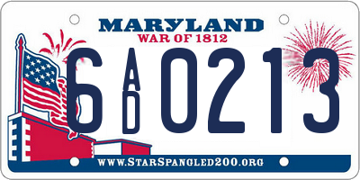 MD license plate 6AD0213