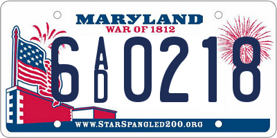 MD license plate 6AD0218