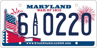 MD license plate 6AD0220