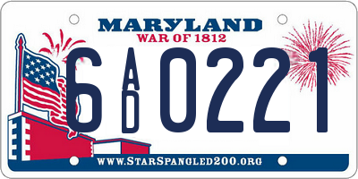 MD license plate 6AD0221